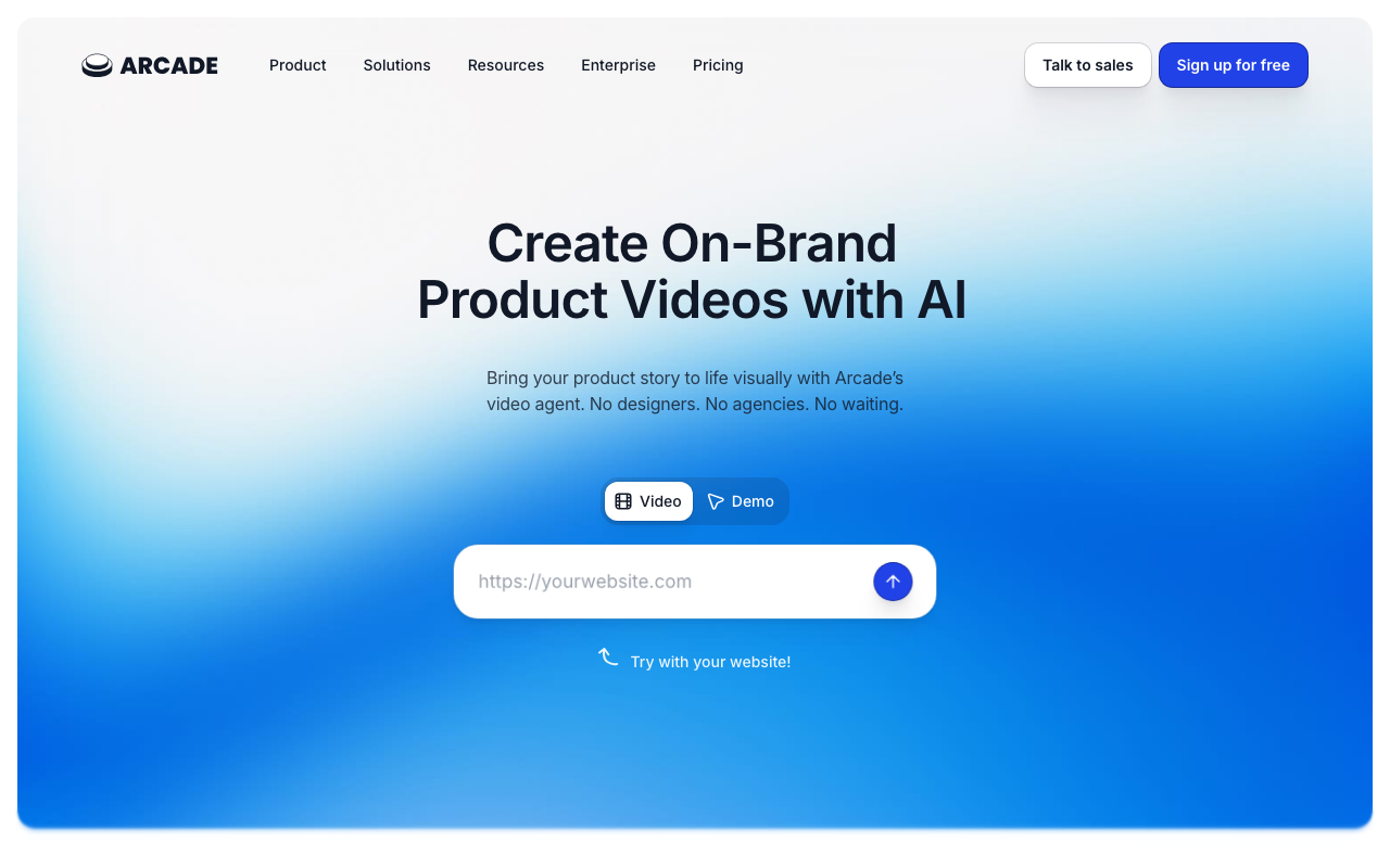Arcade landing page