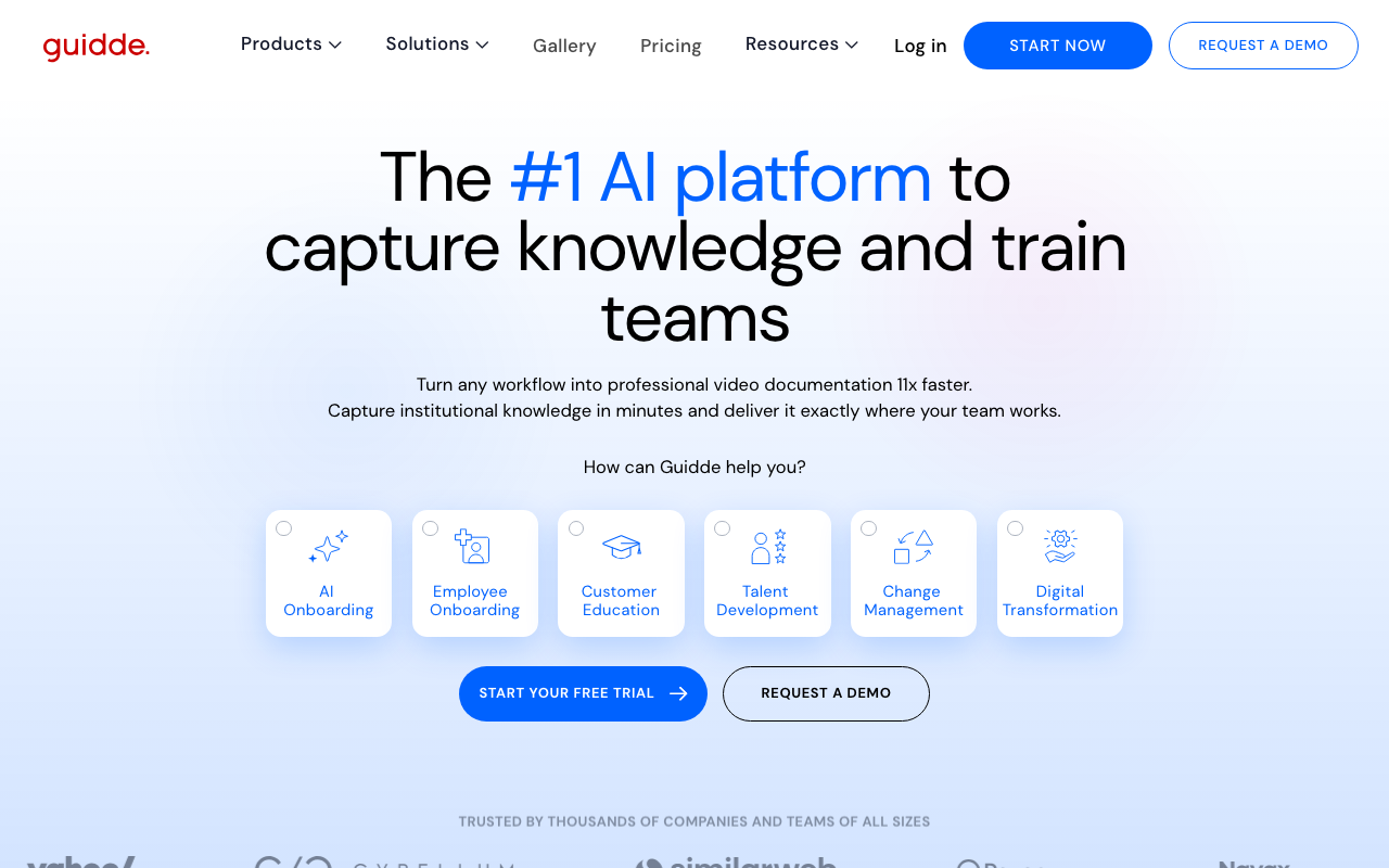 Guidde landing page