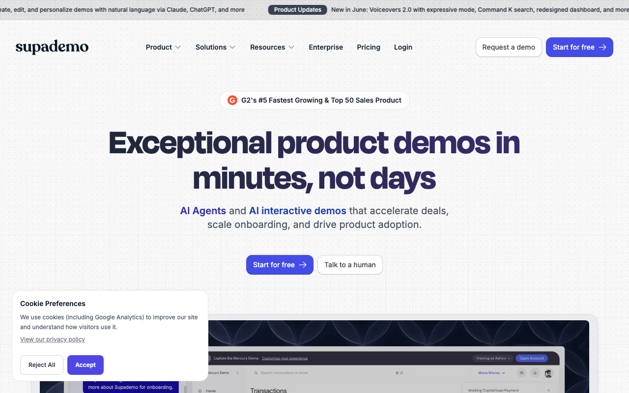 Supademo landing page