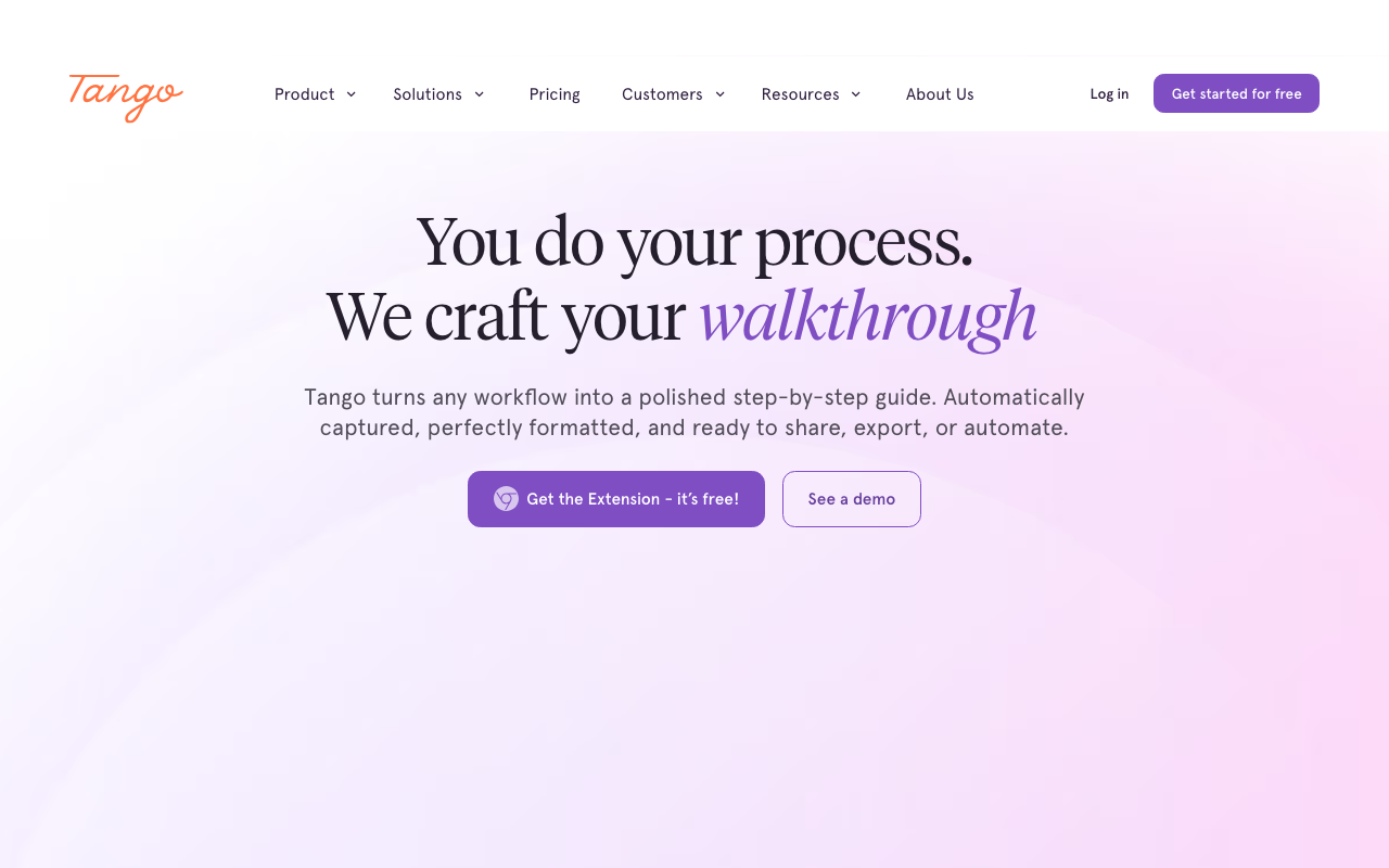 Tango landing page