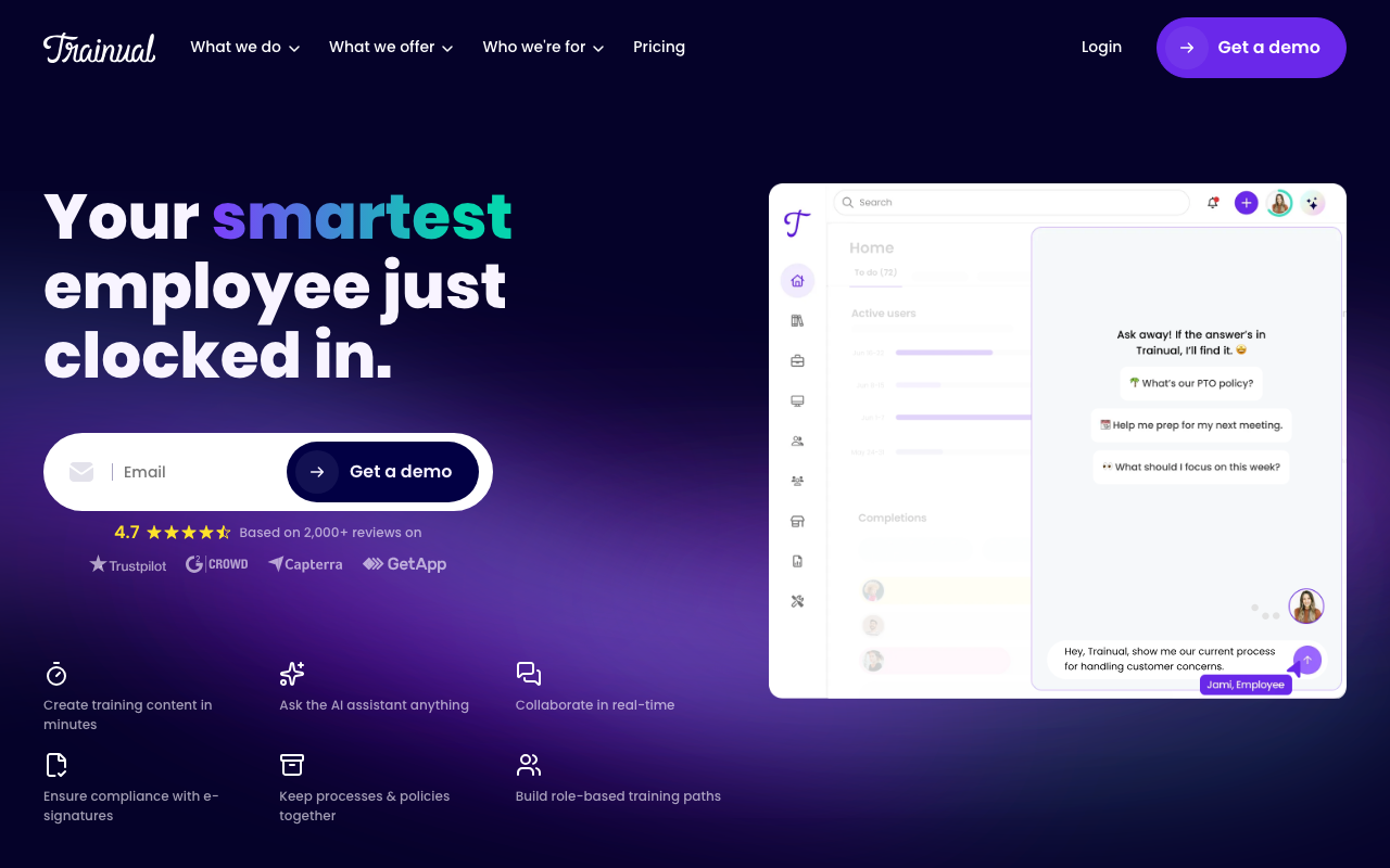 Trainual landing page